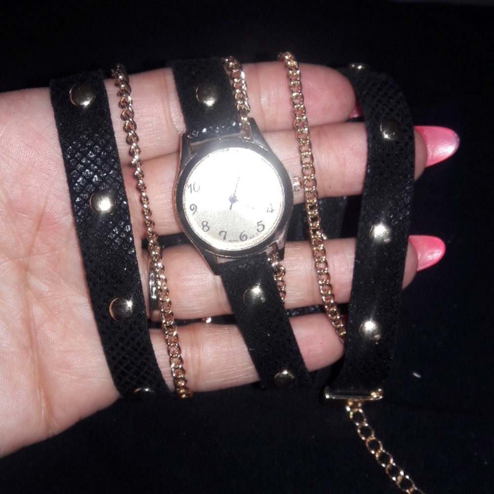 black  and gold wrap watch